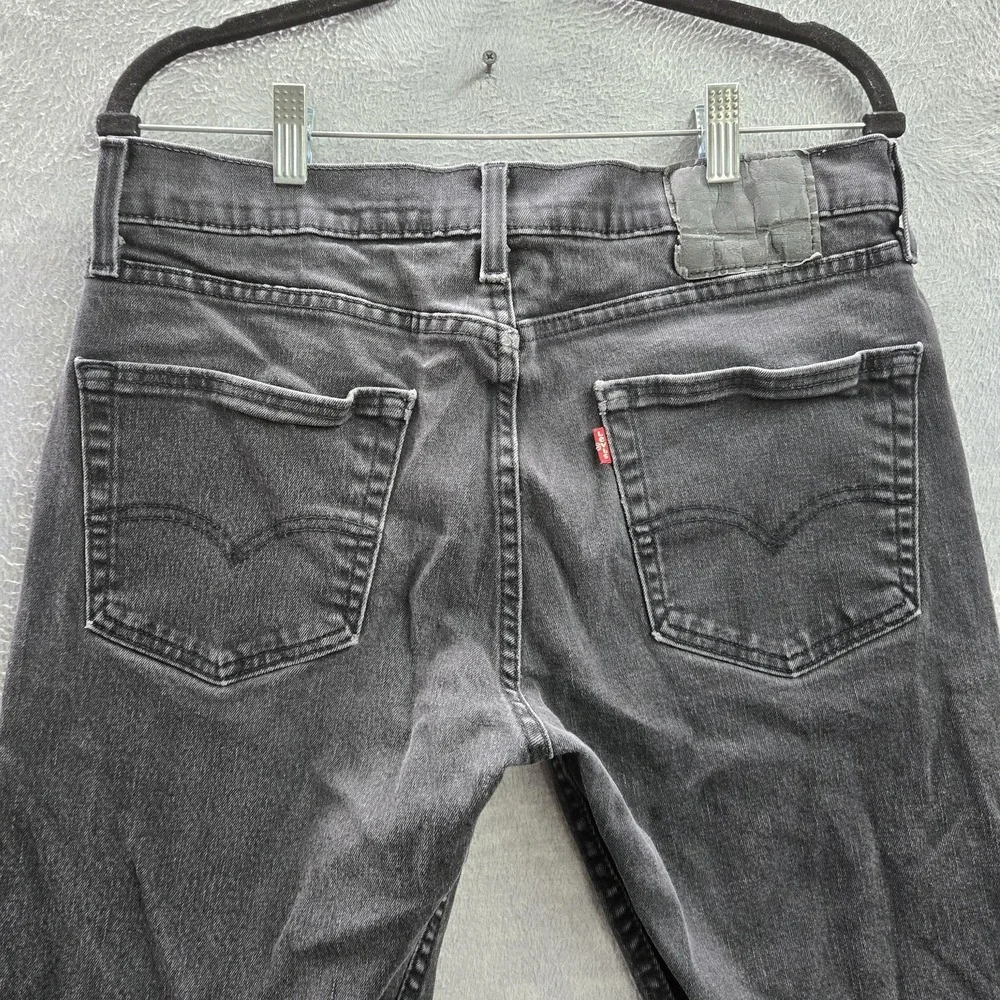 Levi's 502 Men Jeans 33X32 Black Denim Taper Fit Button 29
